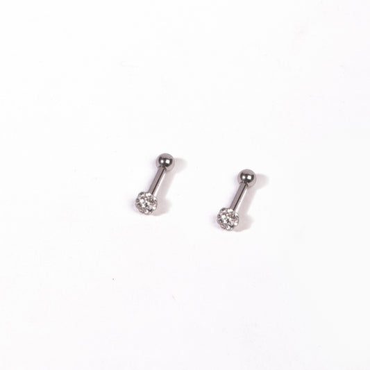 Sparkle Silver Ball Stud Earrings - Pierced