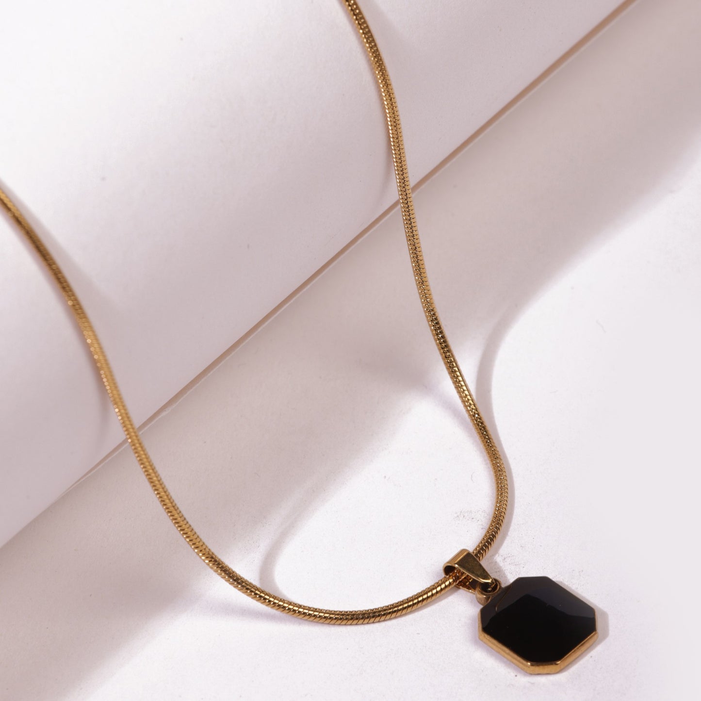 Square Gold Pendant With Chain