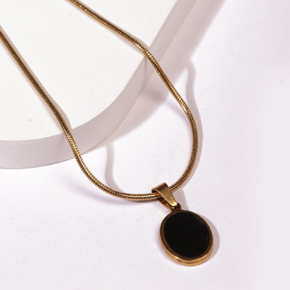 Oval Gold Pendant With Chain