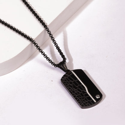 Black Square Pendant With Chain