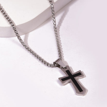 Contour Cross Pendant With Chain