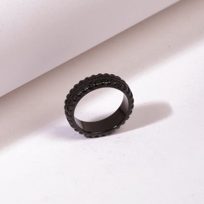 Textured Black Band Ring