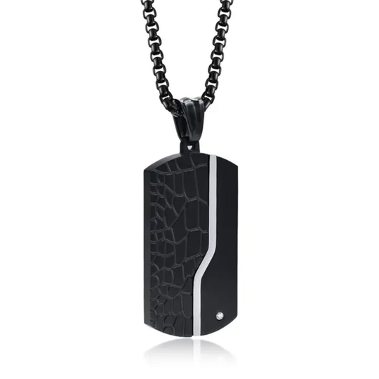 Black Square Pendant With Chain