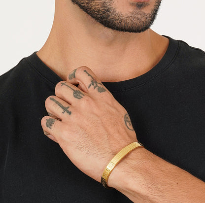 Eclipse Cut Gold-Plated Kada Bracelet