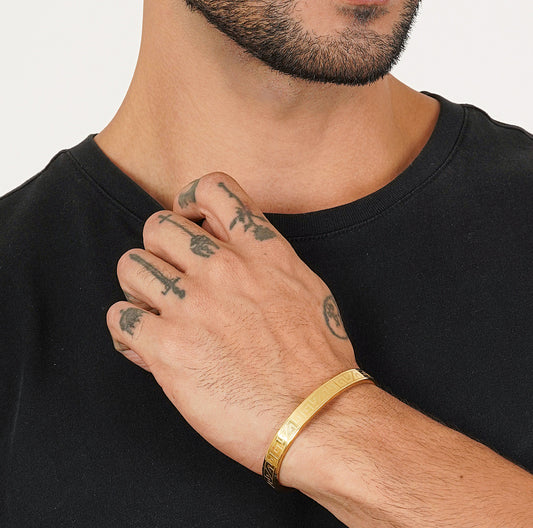 Eclipse Cut Gold-Plated Kada Bracelet