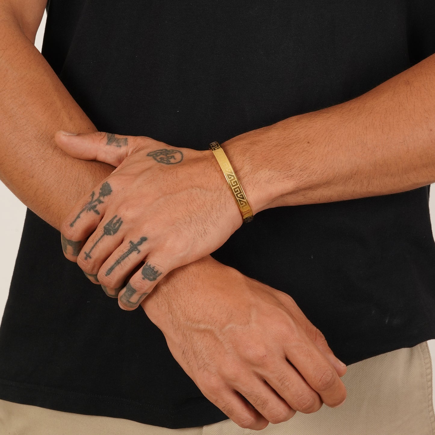 Eclipse Cut Gold-Plated Kada Bracelet