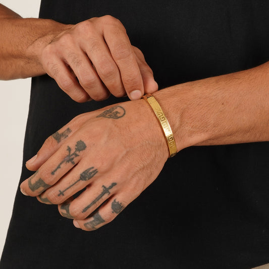 Eclipse Cut Gold-Plated Kada Bracelet