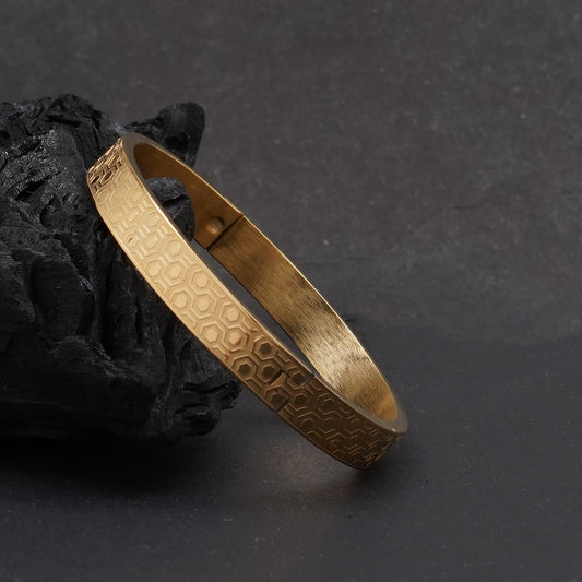 Geometric Gold-Plated Kada Bracelet