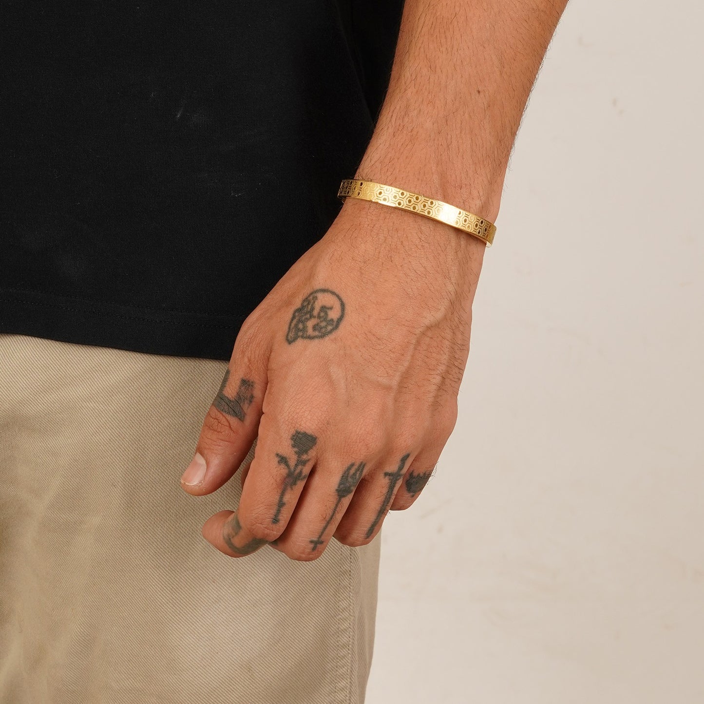 Geometric Gold-Plated Kada Bracelet