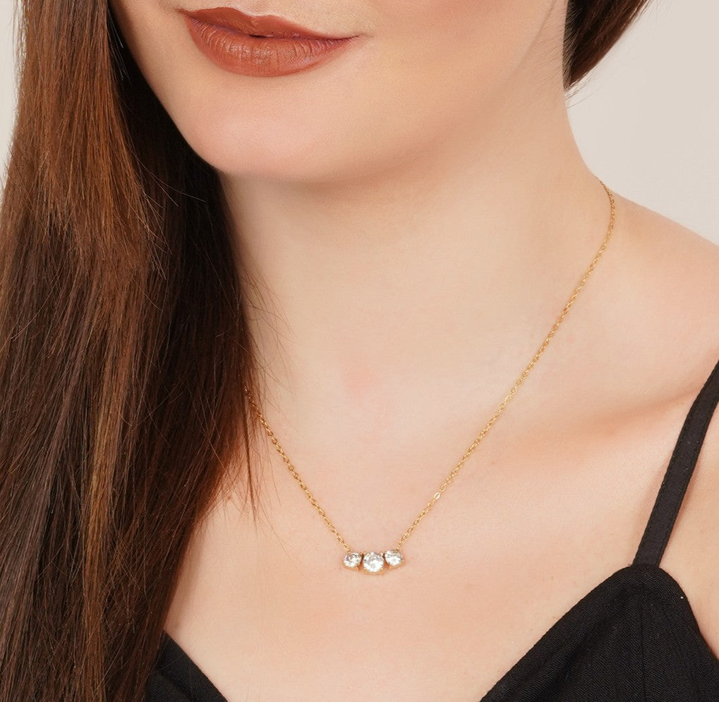 White Stone Neck Chain Pendant