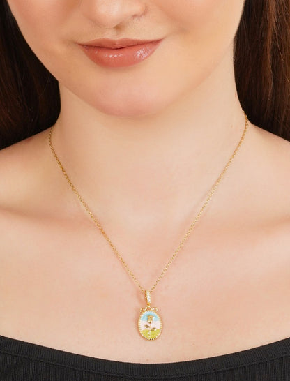 Rose Oil-Painted Neck Chain Pendant