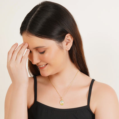 Rose Oil-Painted Neck Chain Pendant