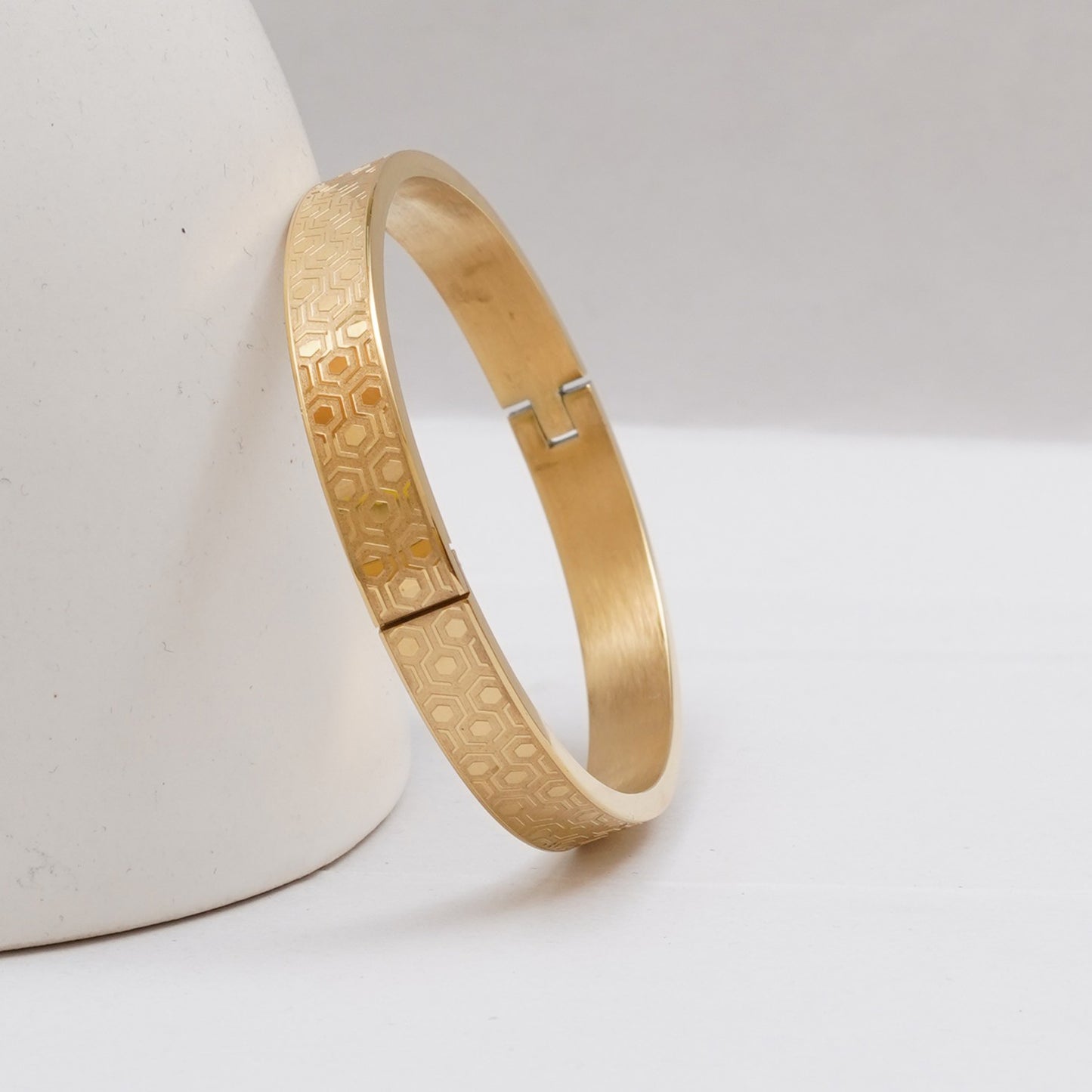 Geometric Gold-Plated Kada Bracelet
