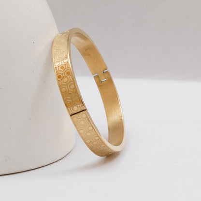 Geometric Gold-Plated Kada Bracelet