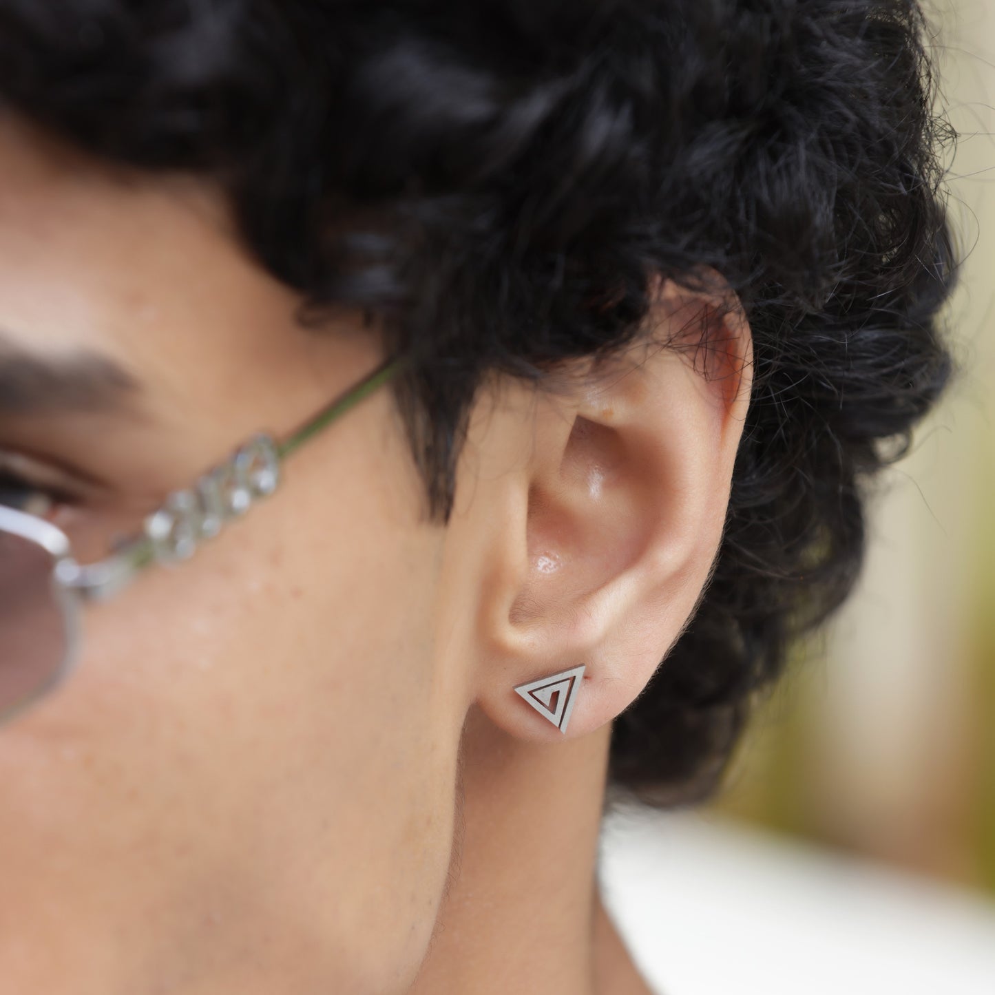Triangle Stud Earrings - Pierced
