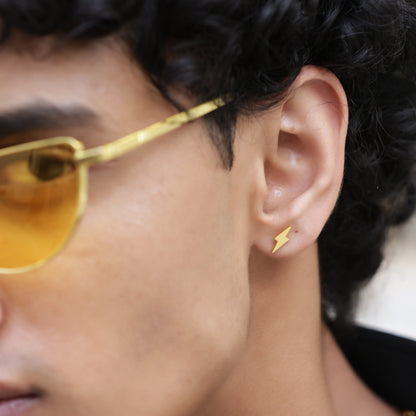Gold Thunder Stud Earrings - Pierced