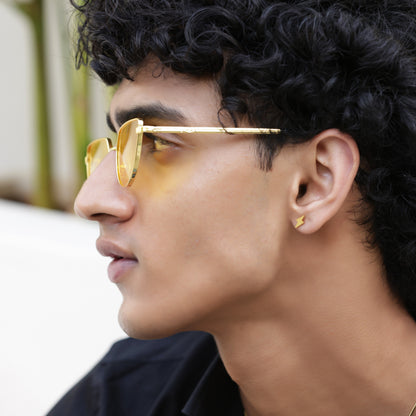 Gold Thunder Stud Earrings - Pierced