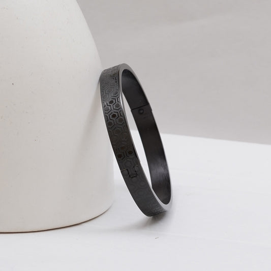 Geometric Black Men's Kada Bracelet