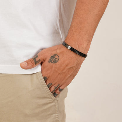 Linear Wave Black Men's Kada Bracelet