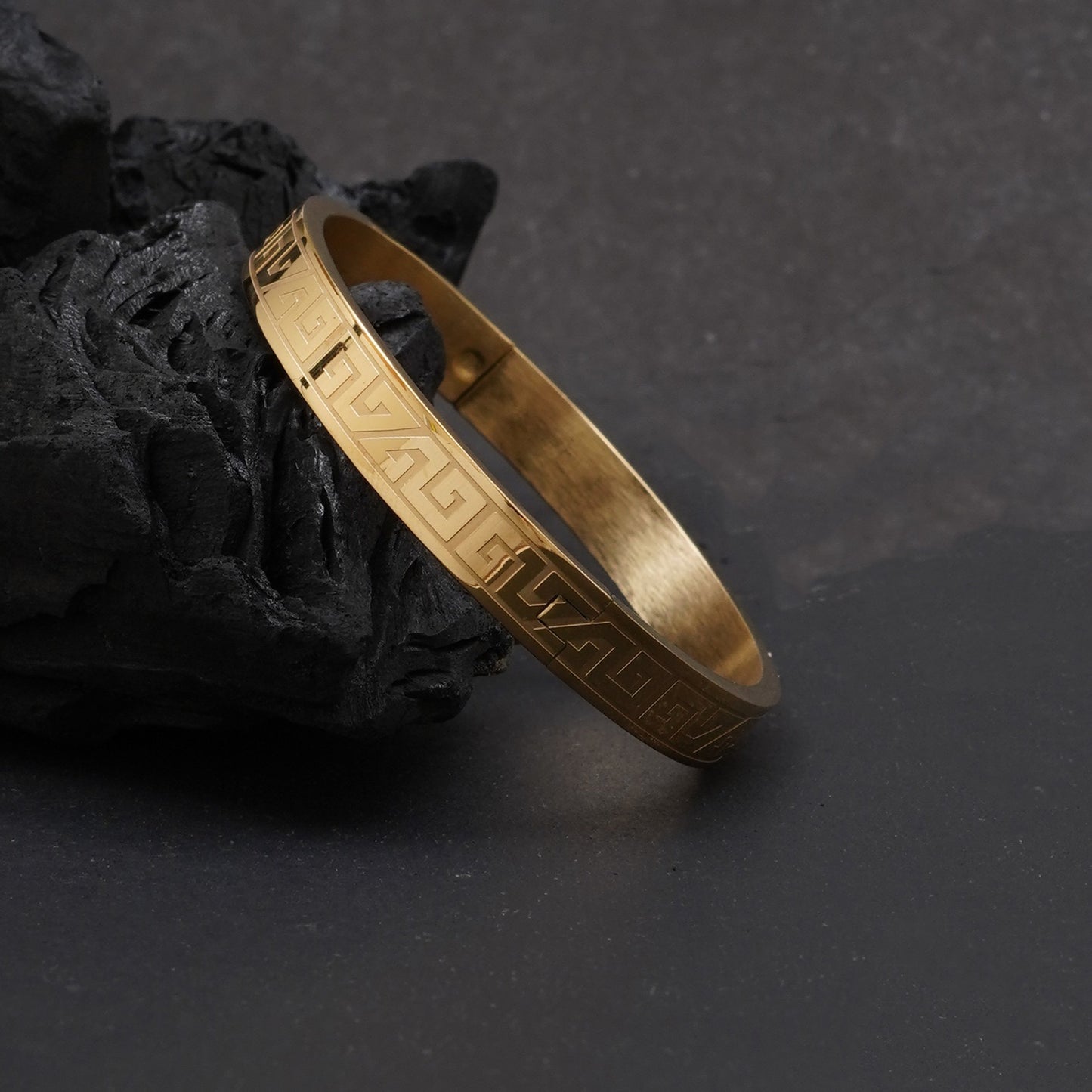 Eclipse Cut Gold-Plated Kada Bracelet