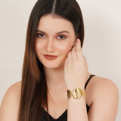 Floral Gold Plated Cuff Bracelet