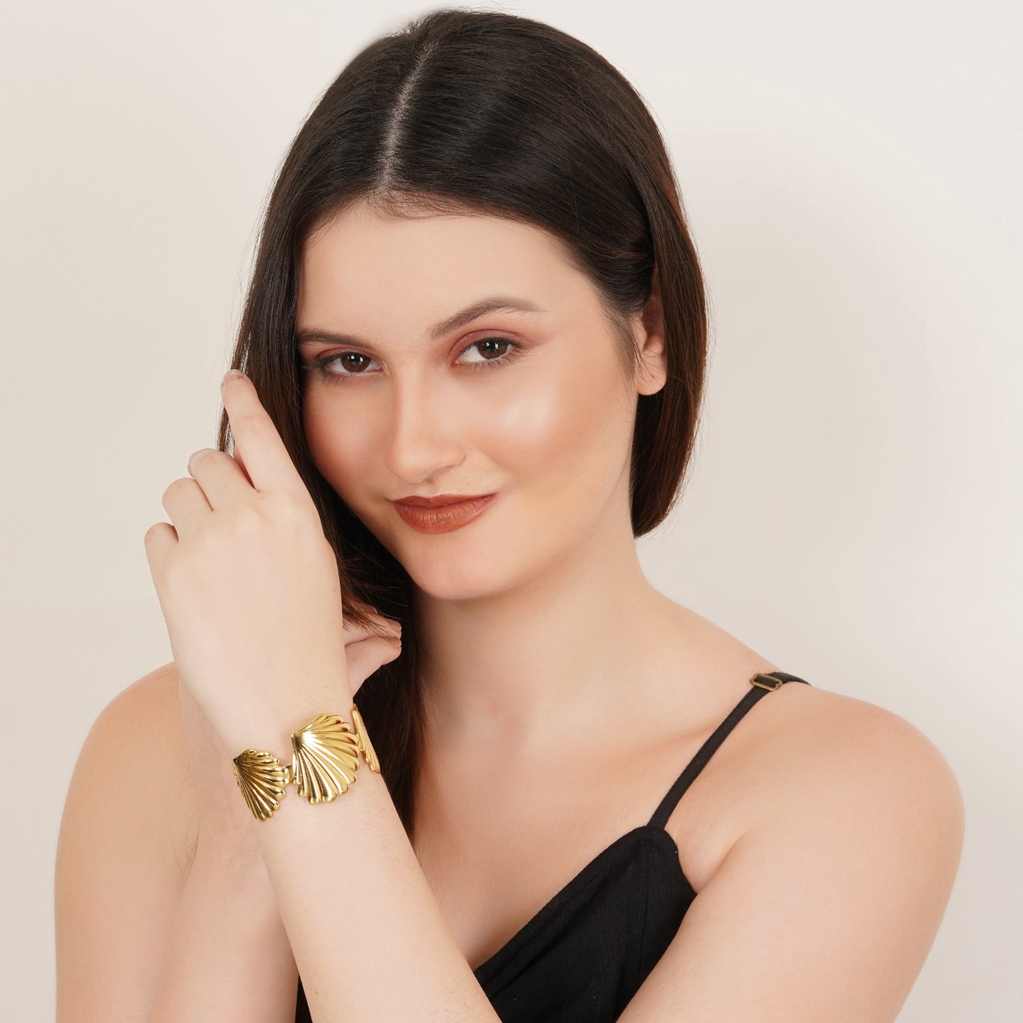 Floral Gold Plated Cuff Bracelet