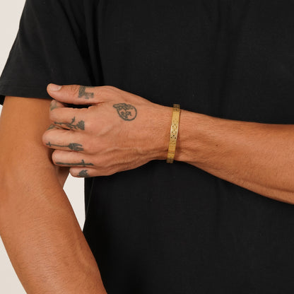 Geometric Gold-Plated Kada Bracelet