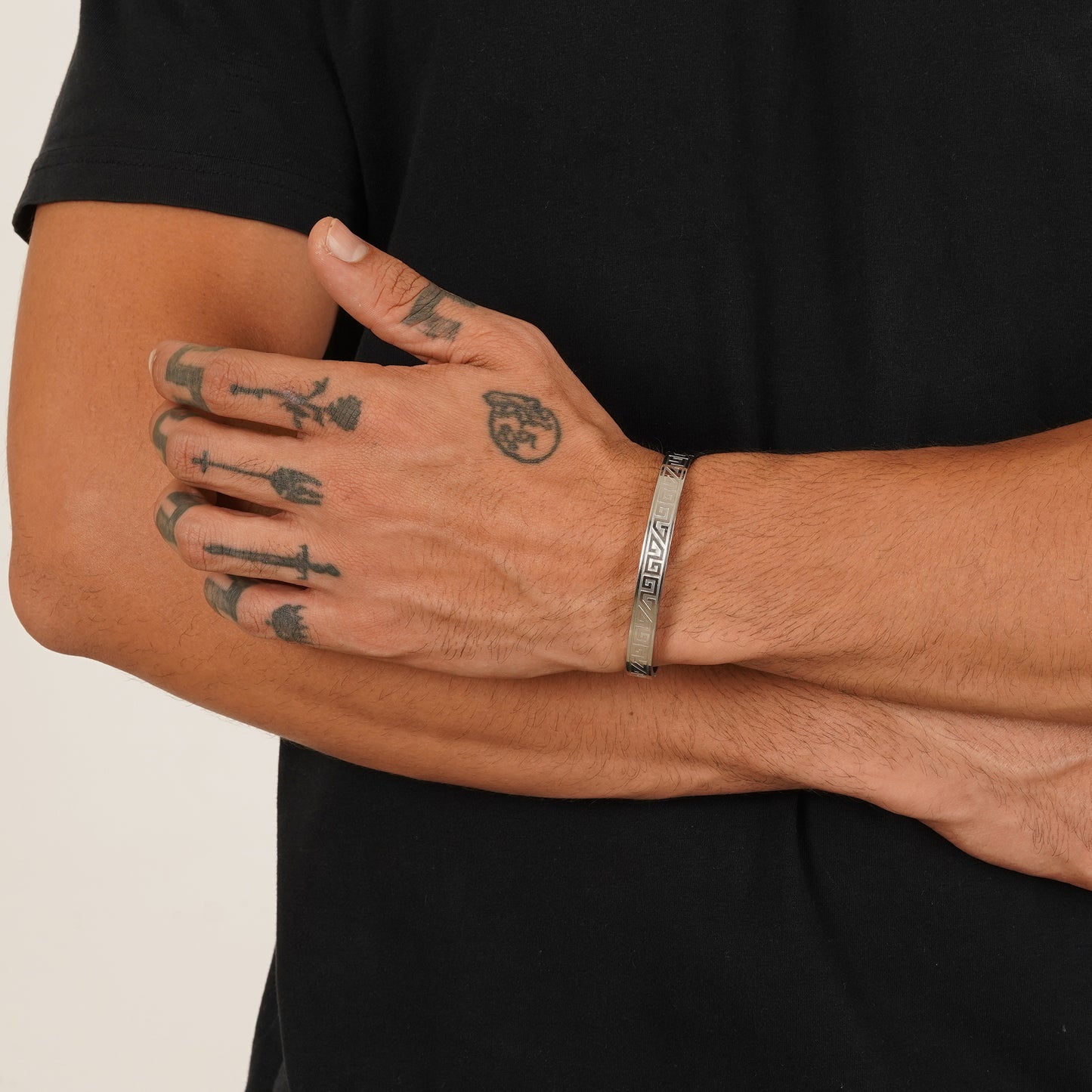 Eclipse Silver Men's Kada Bracelet