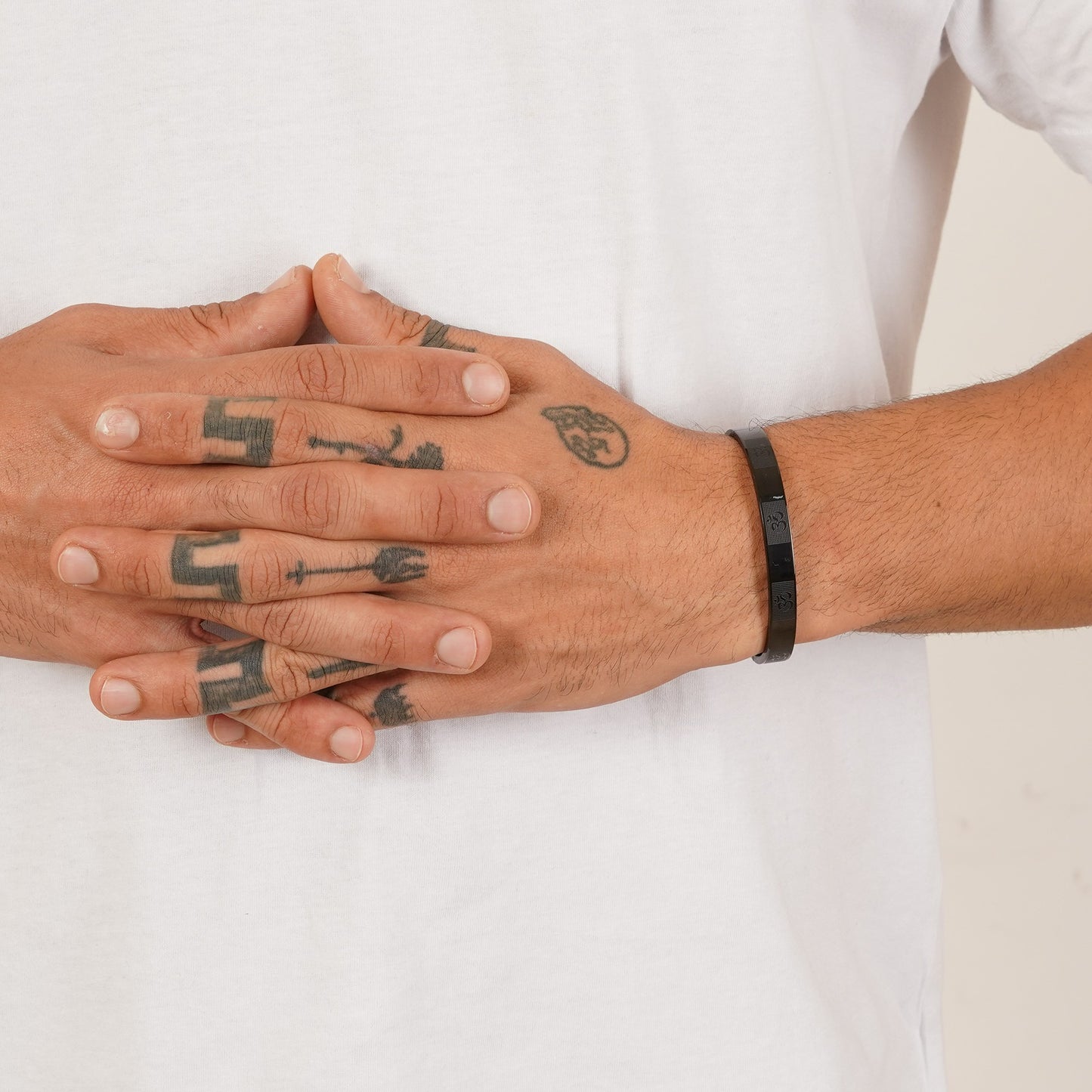 Om Black Men's Kada Bracelet