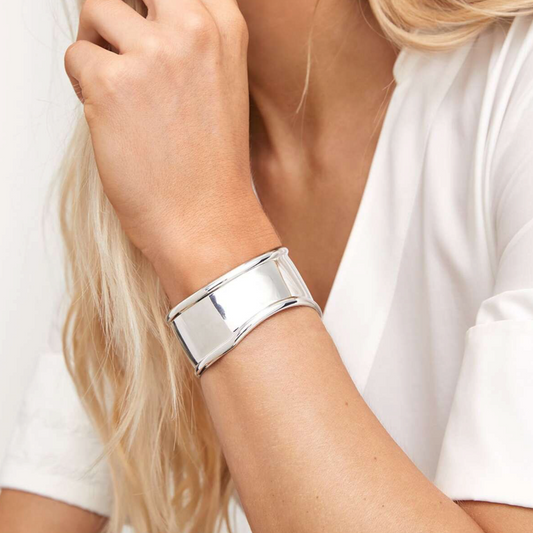 Venna Irregular Silver Plated Cuff Bracelet