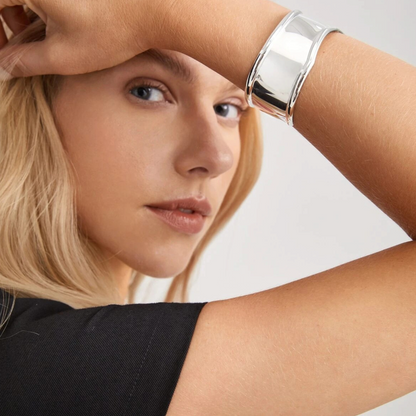 Venna Irregular Silver Plated Cuff Bracelet