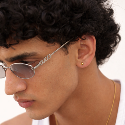 Gold Ball Stud Earrings - Pierced