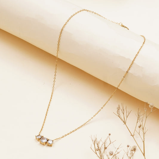 White Stone Neck Chain Pendant