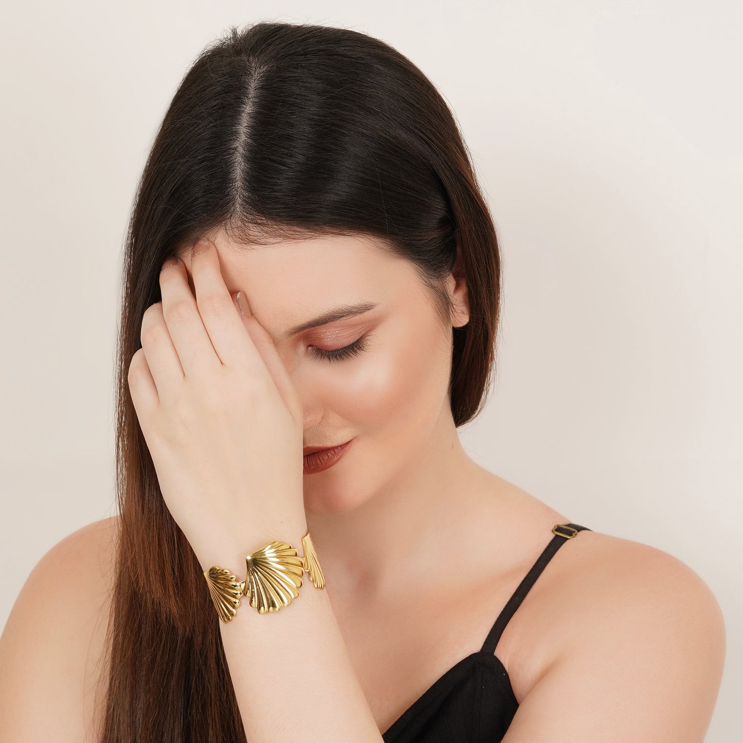 Floral Gold Plated Cuff Bracelet