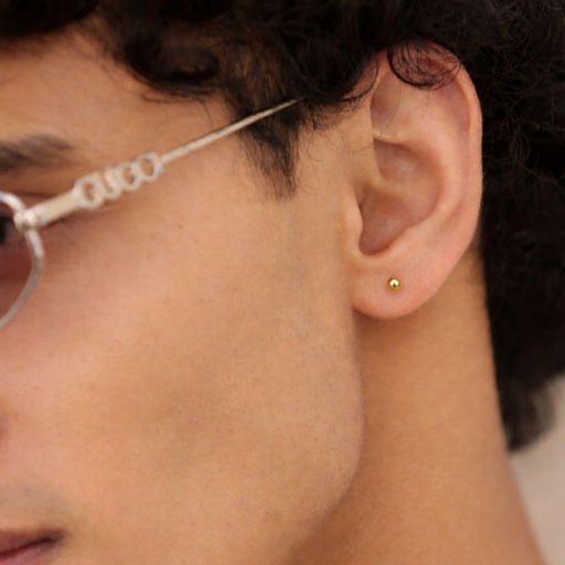Gold Ball Stud Earrings - Pierced