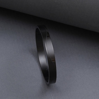 Linear Wave Black Men's Kada Bracelet