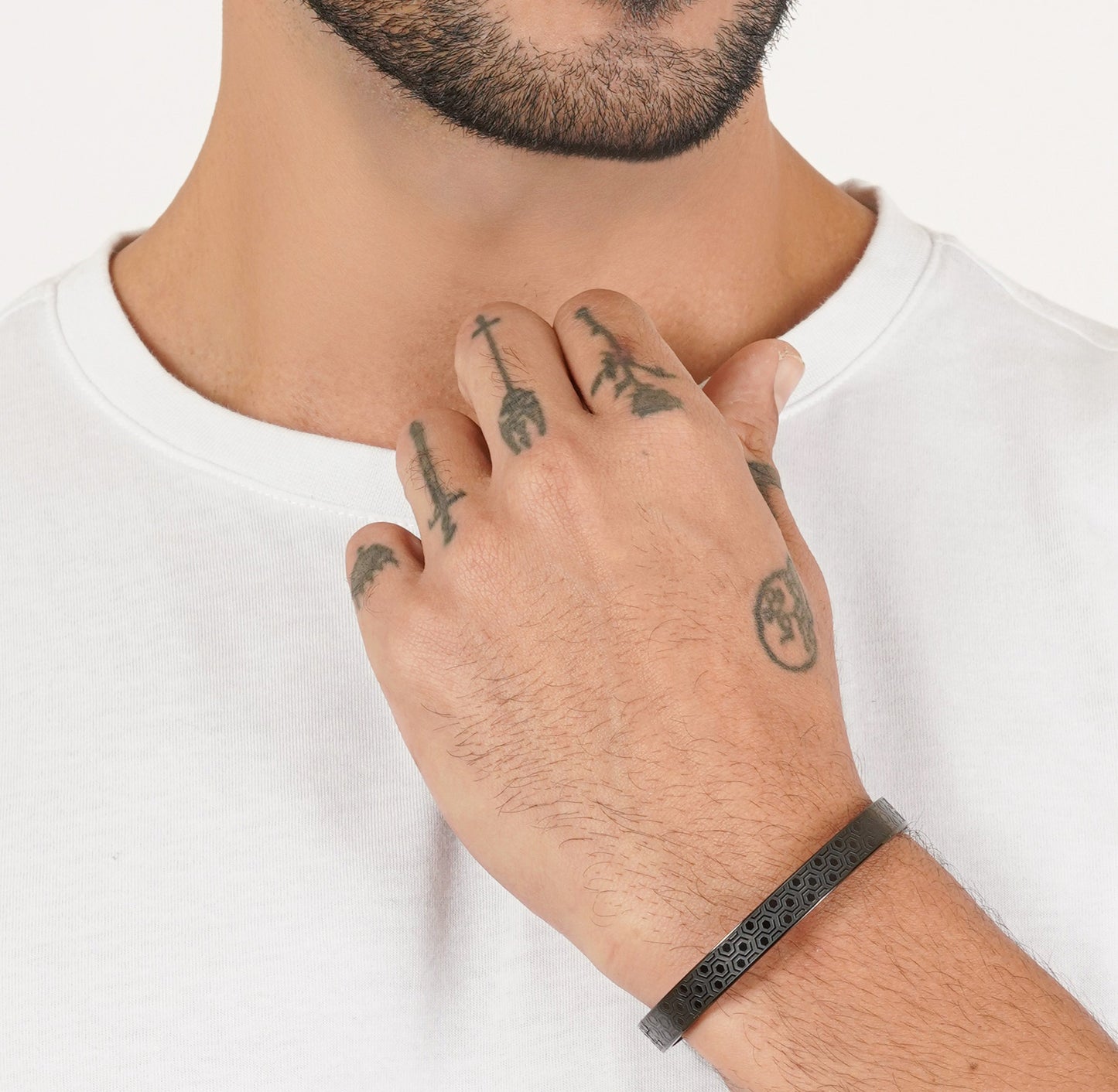 Geometric Black Men's Kada Bracelet