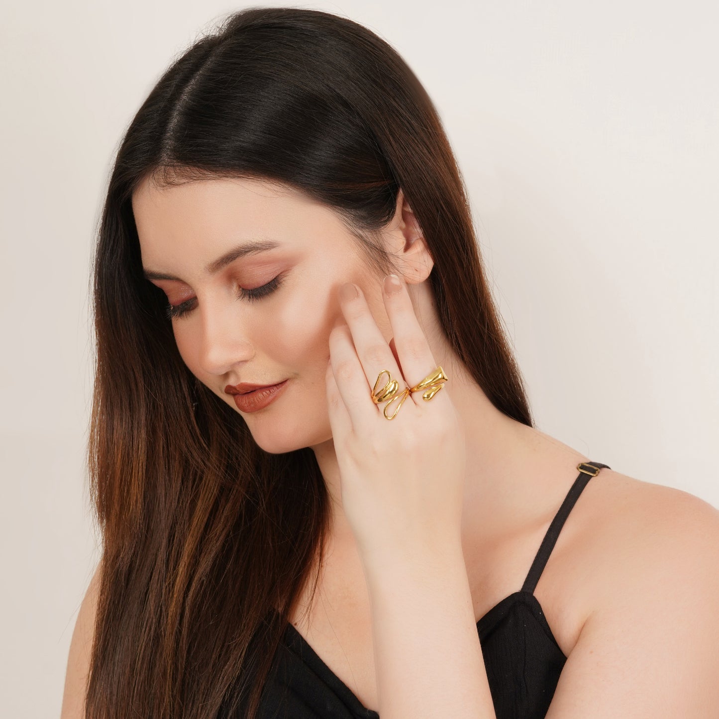 Lily Set Of Two Gold-Plated Rings