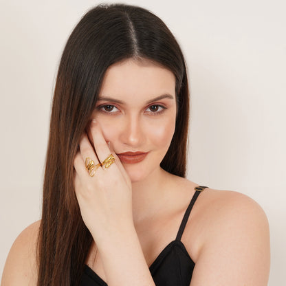 Lily Set Of Two Gold-Plated Rings