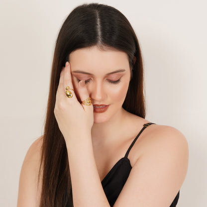 Rhea Set Of Two Gold-Plated Rings