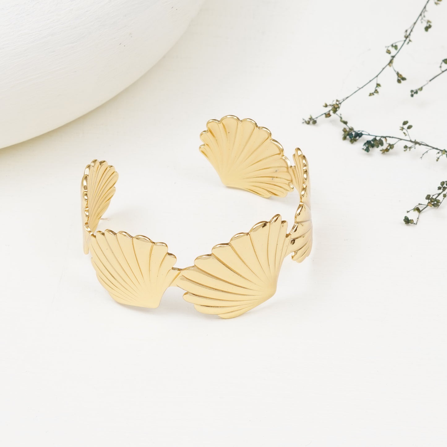 Floral Gold Plated Cuff Bracelet