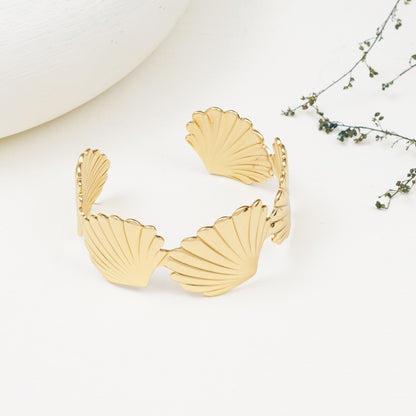 Floral Gold Plated Cuff Bracelet