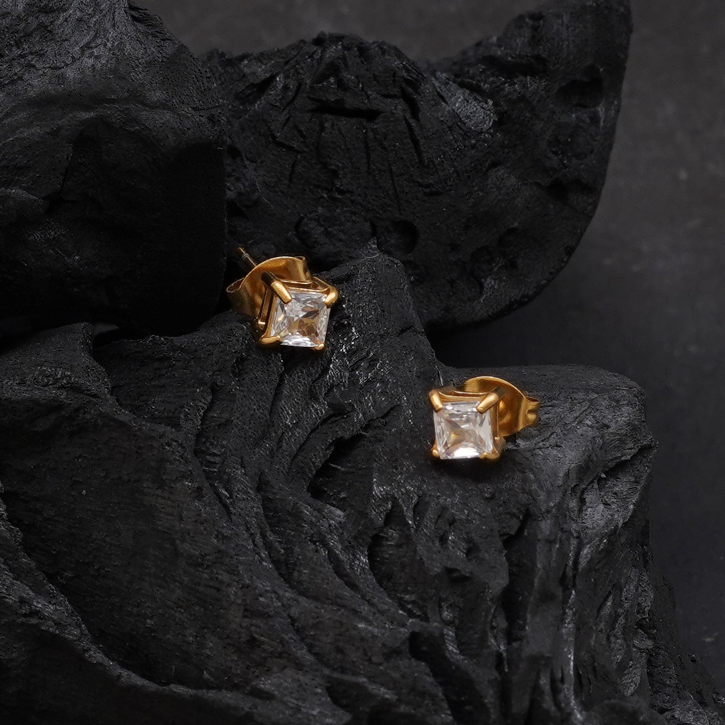 White Stone Gold-Plated CZ Earrings