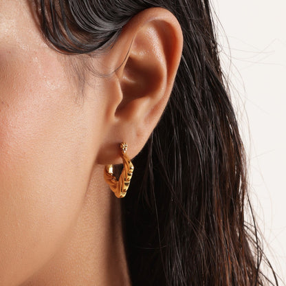 Tira's Gold-Plated Twisted Hoop Earrings