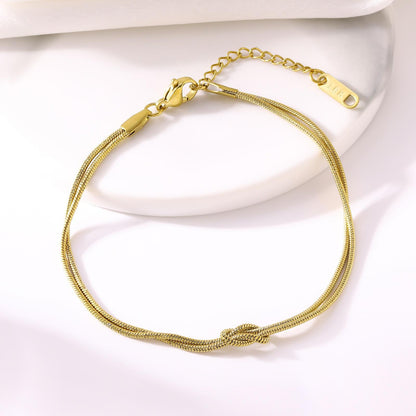 Double Rope Knot Chain Bracelet - Gold