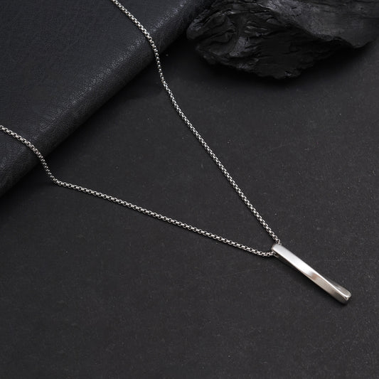 Silver Bar Pendant With Chain