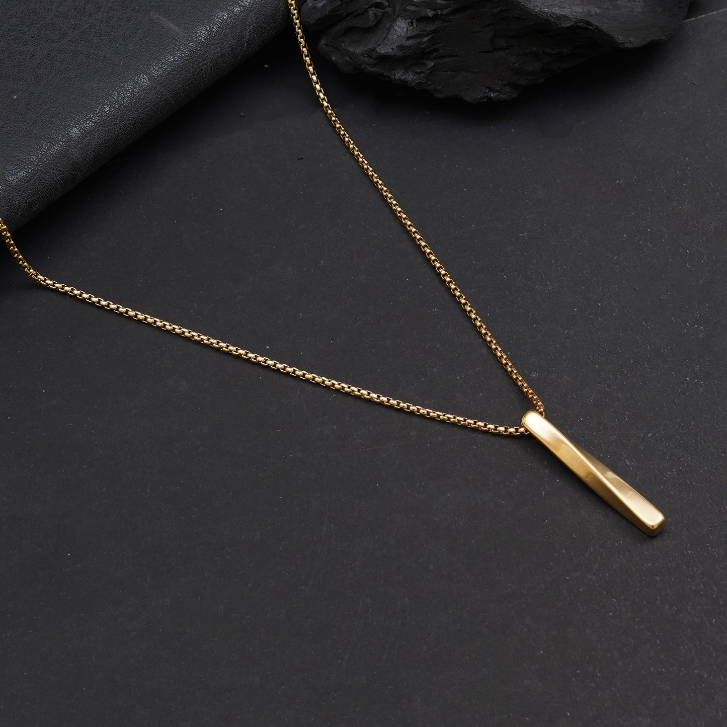Gold Bar Pendant With Chain