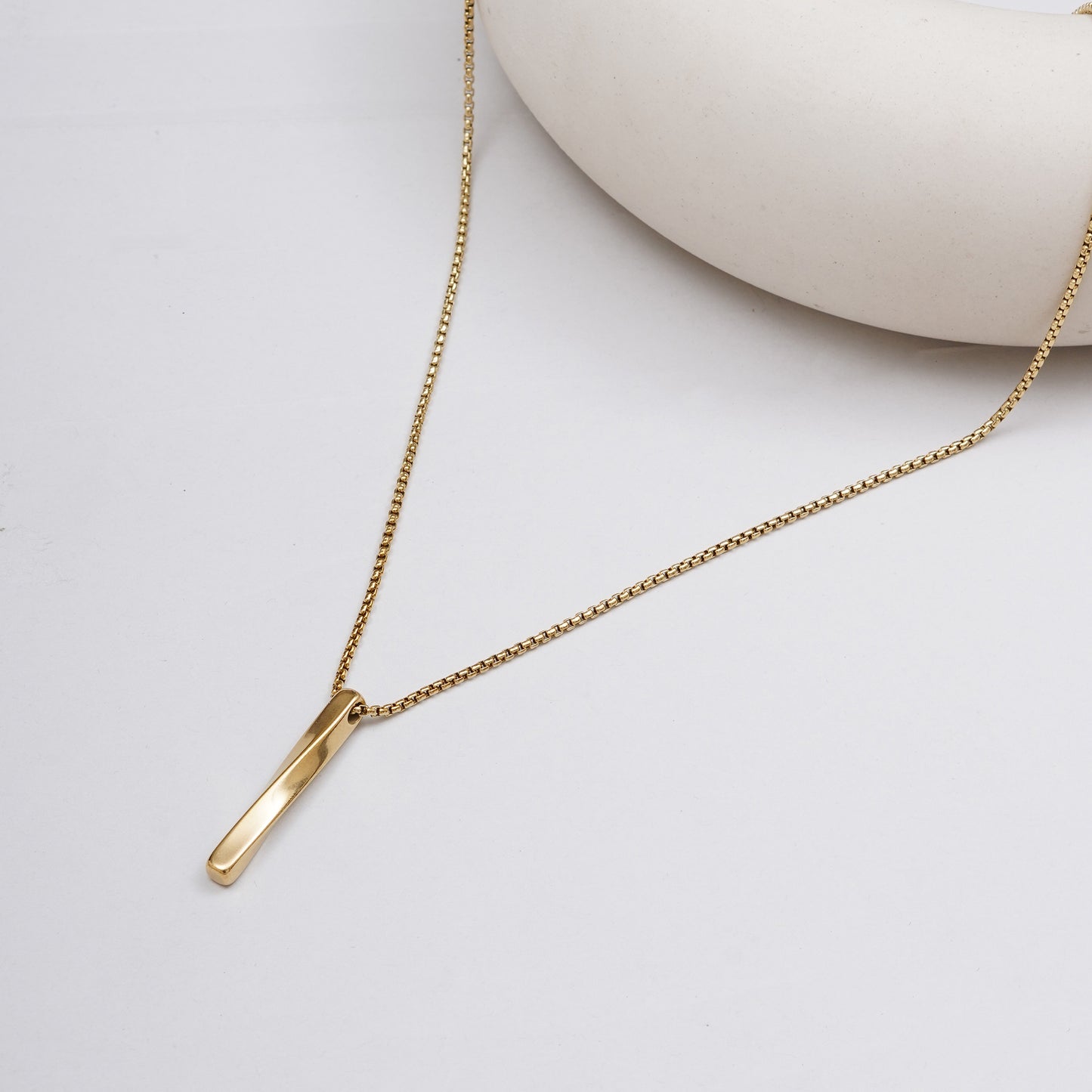 Gold Bar Pendant With Chain