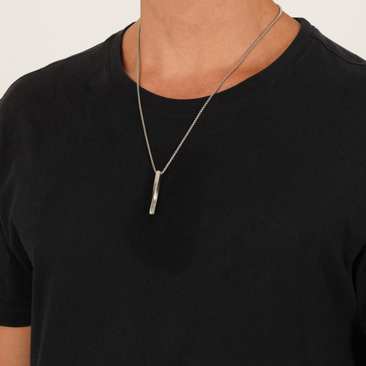 Silver Bar Pendant With Chain