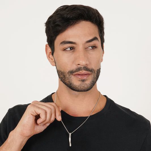 Silver Bar Pendant With Chain